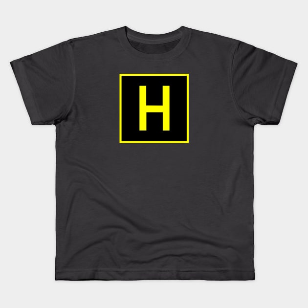 H - Hotel - FAA taxiway sign, phonetic alphabet Kids T-Shirt by Vidision Avgeek